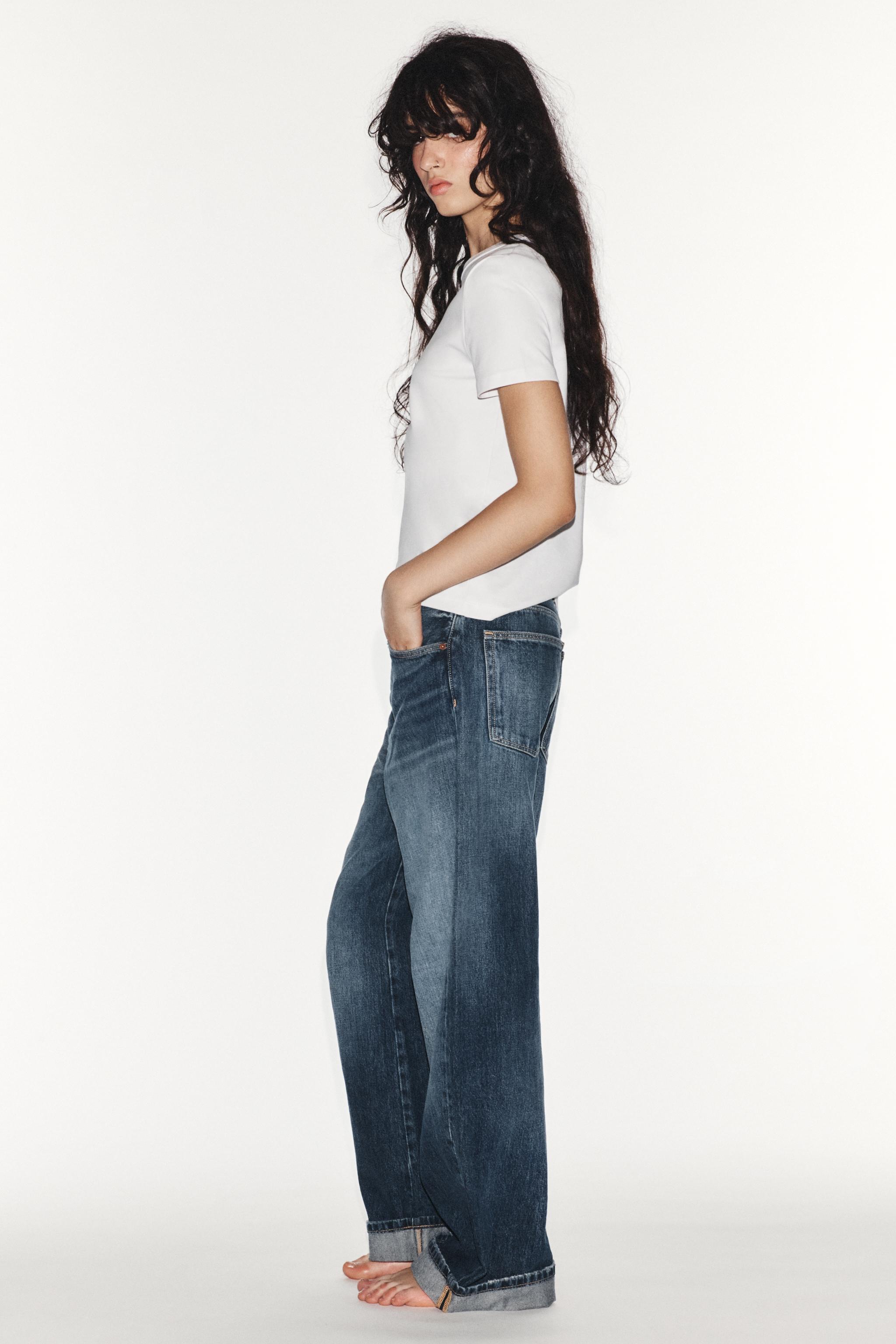 TRF MID-RISE BAGGY FOLDED JEANS